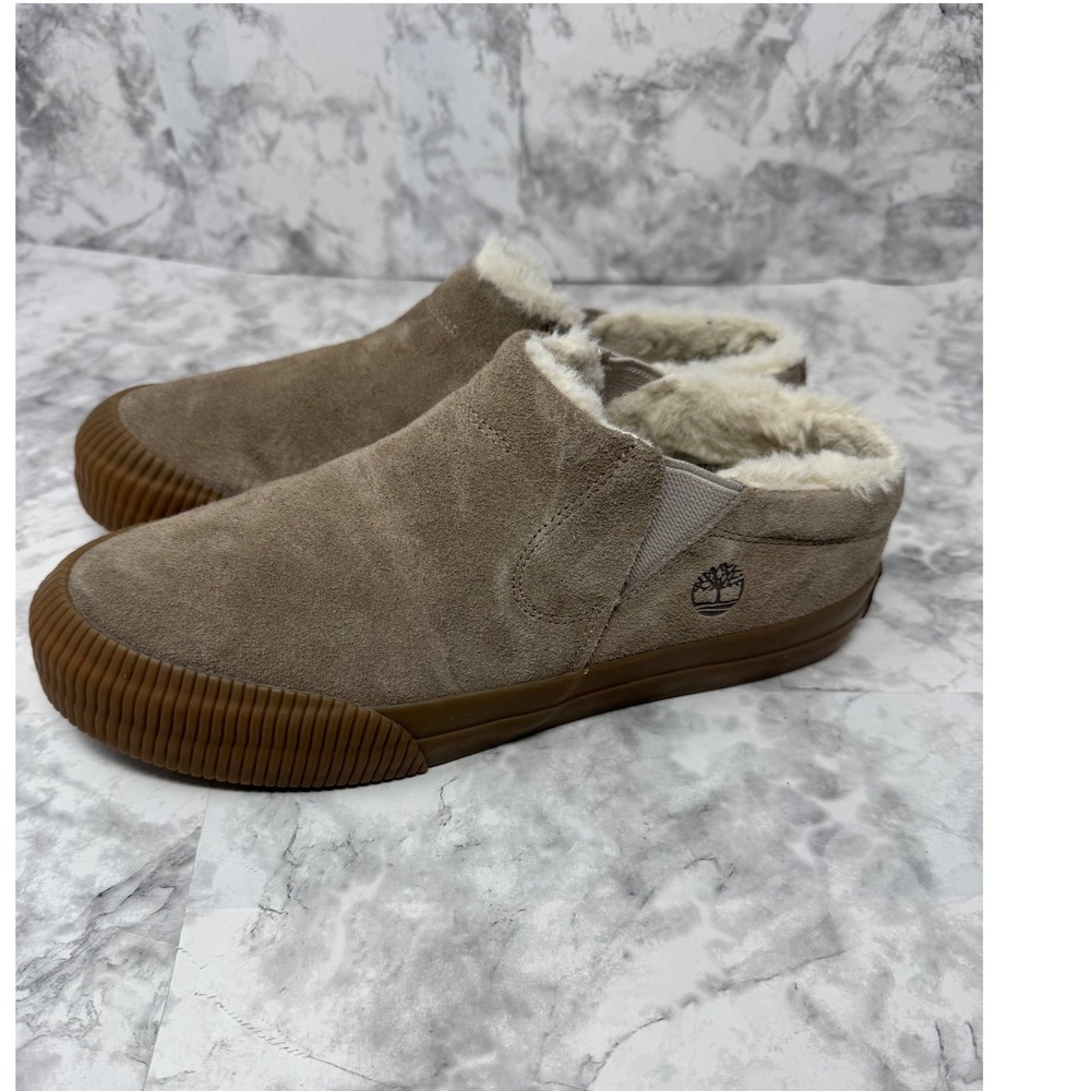 Timberland Women Suede Faux Fur Lined Slip On Shoes Brown Gum Sole TB0A2ABGE15 9